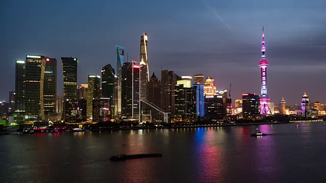 T/L WS HA上海市中心，白天到晚上过渡/上海，中国视频素材