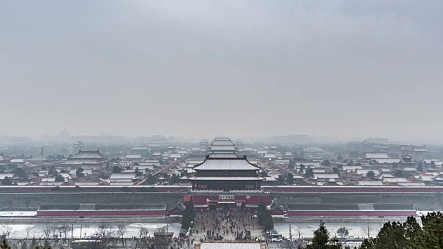 T/L WS HA ZO高角度的紫禁城在冬天/中国北京视频下载