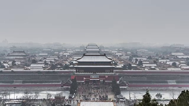 T/L MS HA ZI高角度的紫禁城在冬天/中国北京视频下载