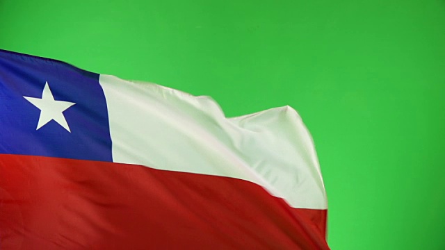 绿色屏幕上的智利国旗，真实视频，而不是CGI(智利)视频下载