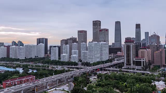 T/L WS HA TD北京CBD区域鸟瞰图/北京，中国视频下载