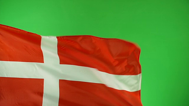 绿色屏幕上的丹麦国旗，真实视频，而不是CGI -超级慢动作(丹麦)视频下载
