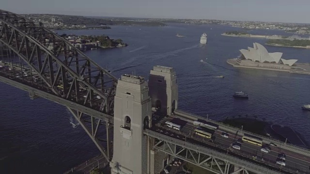 鸟瞰悉尼海港大桥。澳大利亚悉尼视频下载