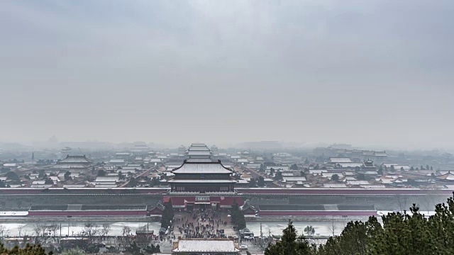 T/L WS HA PAN紫禁城覆盖着雪/北京，中国视频下载