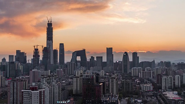 T/L WS HA TD Beijing Urban Skyline and CBD at Sunset /北京，中国视频下载