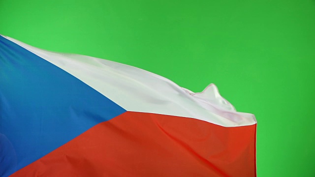 捷克国旗在绿色屏幕上，真实的视频，而不是CGI -超级慢动作视频下载