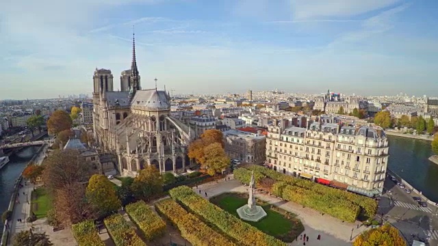 巴黎圣母院鸟瞰图视频下载