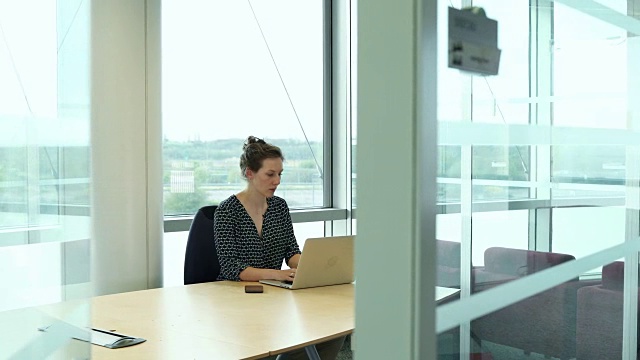 在办公室用笔记本电脑工作的女性高管视频素材