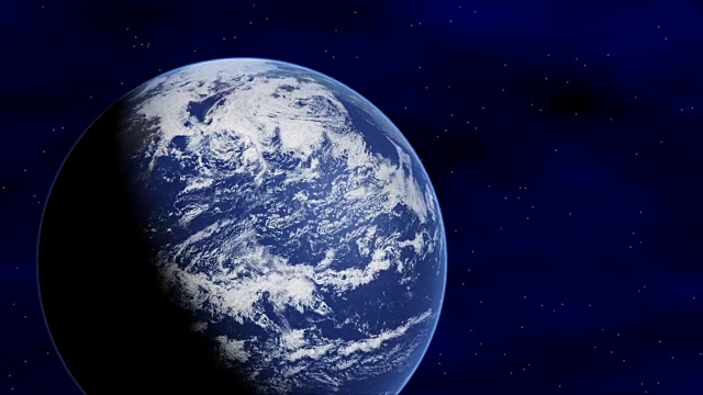 行星地球在充满恒星的空间中旋转(循环)。视频素材