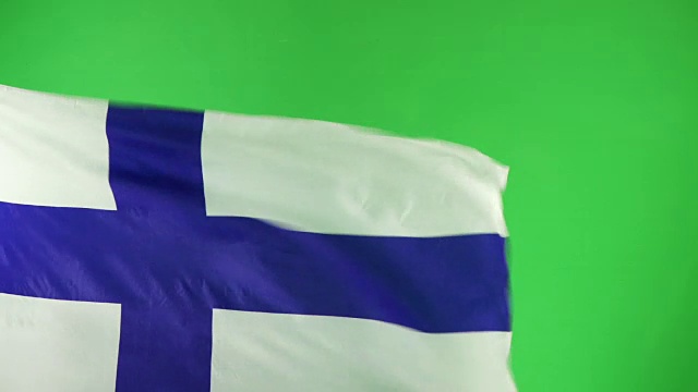 4K:绿色屏幕上芬兰国旗，真实视频，不是CGI(芬兰)视频素材
