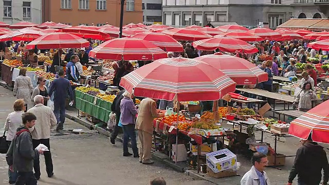 克罗地亚萨格勒布的市场视频下载