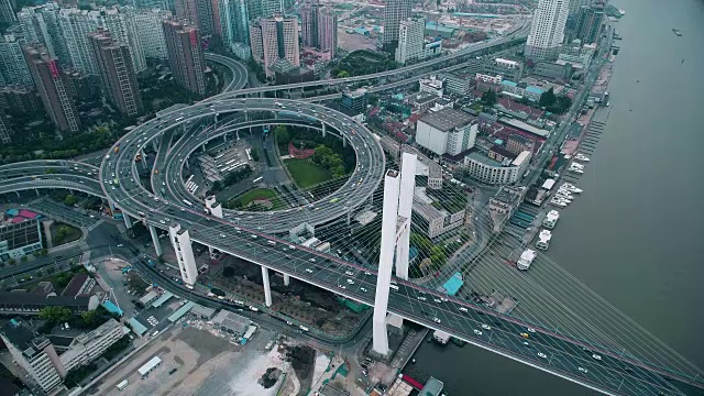 上海南浦大桥无人机倾斜视频素材