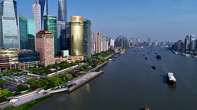 上海黄浦江鸟瞰图视频下载
