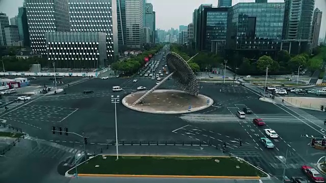 上海世纪公园和浦东大道鸟瞰图视频下载