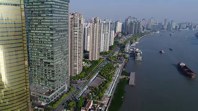 上海黄浦江鸟瞰图视频素材