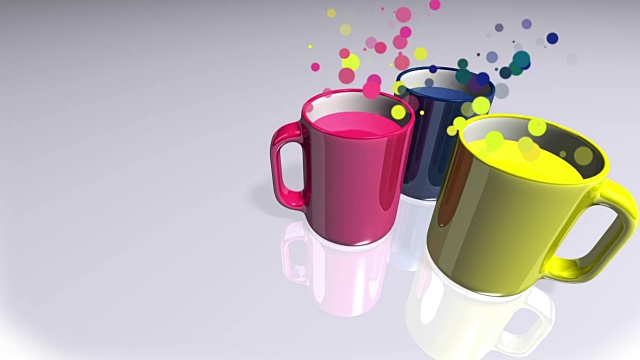 杯子与彩色和气泡饮料视频下载