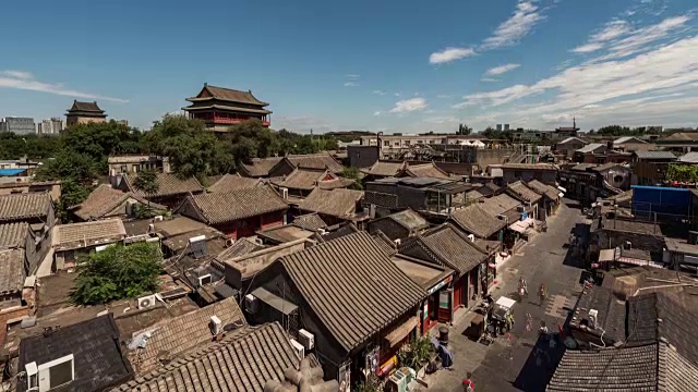 T/L WS HA TD高角度的鼓楼和古代传统建筑/北京，中国视频素材