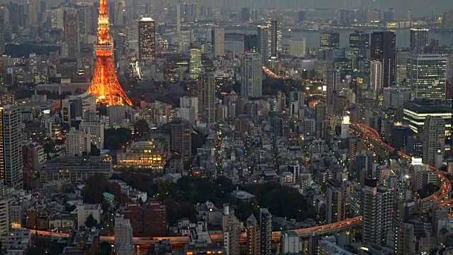 高清延时东京塔在东京城市视频下载