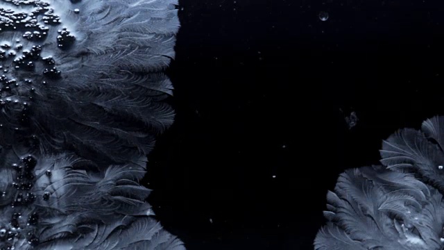冰冻的图案覆盖了黑暗的背景视频素材