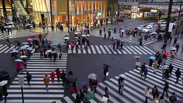 日本，东京，银座，数寄屋桥步行街的高架景观视频素材