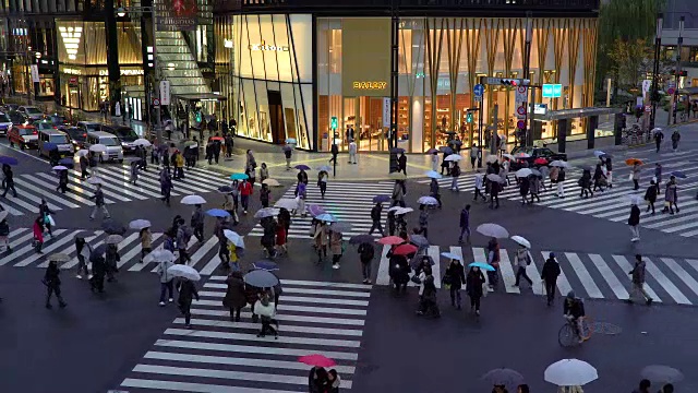 日本，东京，银座，数寄屋桥步行街的高架景观视频素材