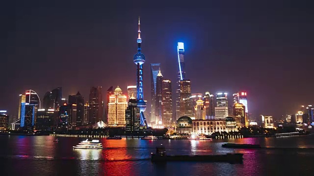 T/L WS ZO城市摩天大楼，日夜过渡/上海，中国视频素材