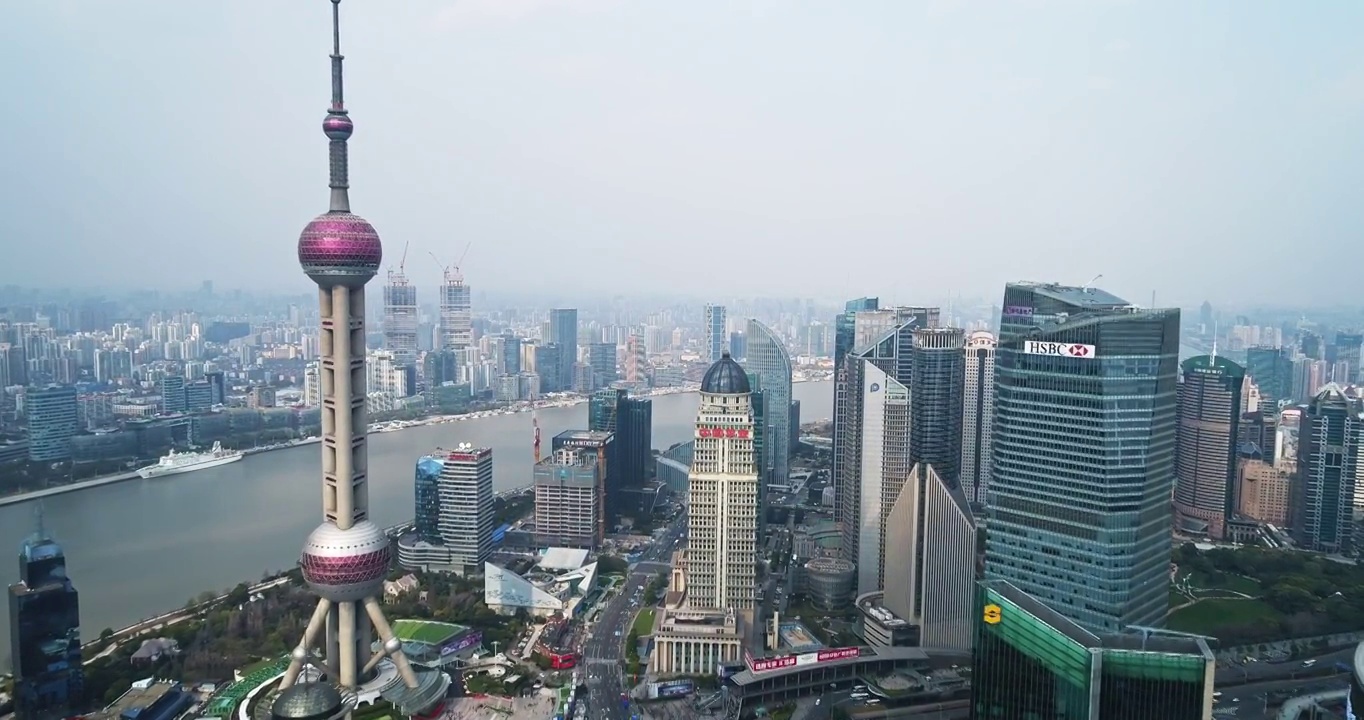 上海外滩鸟瞰图视频素材