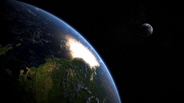 地球在太空中旋转的计算机图形，以月亮和太阳为背景视频下载