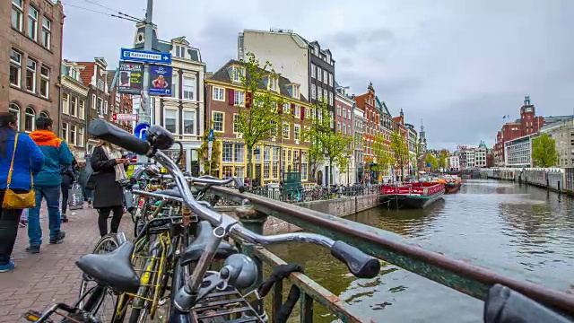 阿姆斯特丹运河城市的地标和历史视频素材