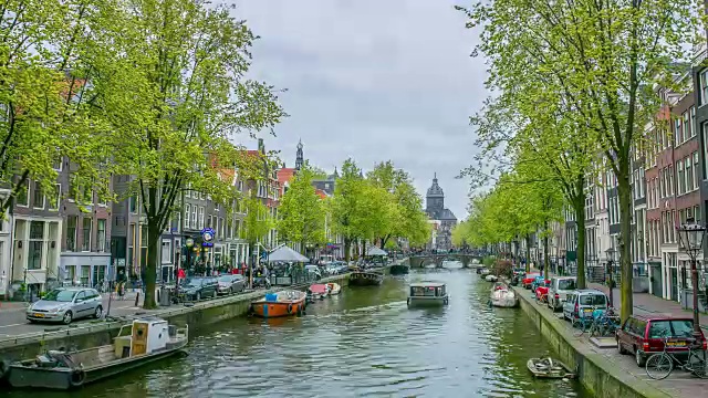 阿姆斯特丹运河城市的地标和历史视频素材