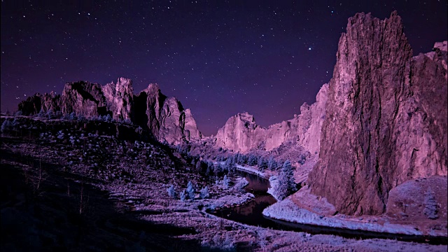 俄勒冈州史密斯岩石州立公园上空的夜空视频素材