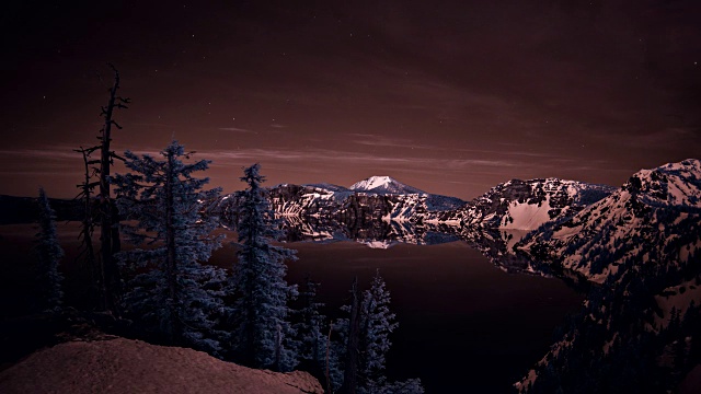 俄勒冈火山口湖上的日落视频素材