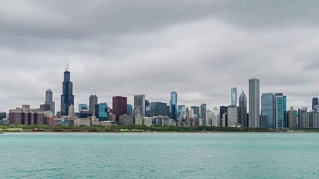 芝加哥天际线的时间流逝视频素材