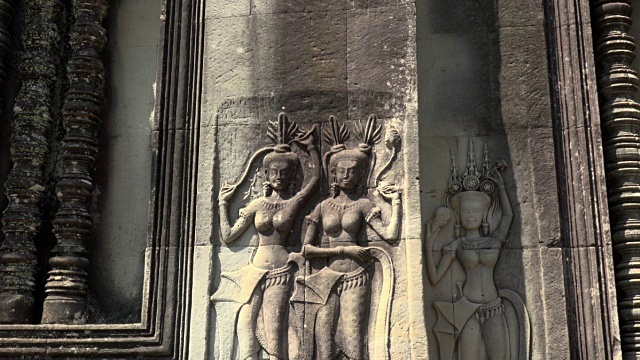 吴哥窟庙宇的ZI / Apsara浮雕视频下载