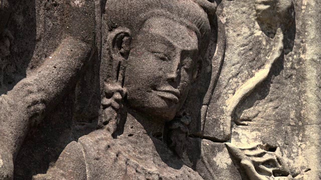 吴哥窟寺庙的ZO / Apsara浮雕视频下载