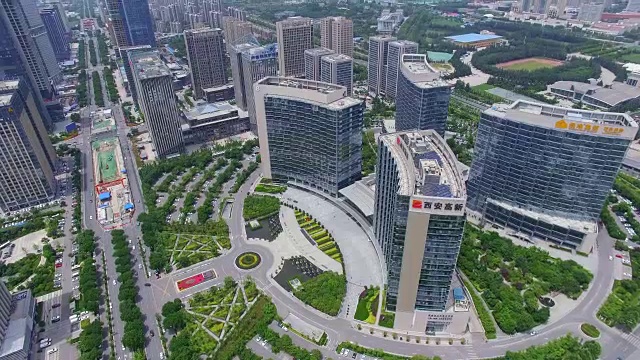 中国西安办公楼航拍视频素材