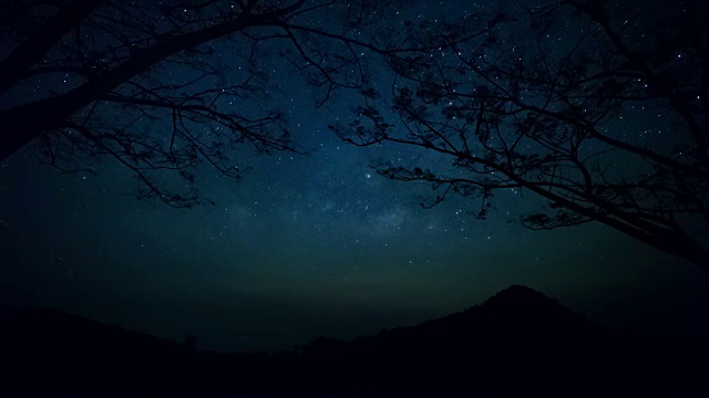 美丽夜空银河系星星的4K时间间隔。视频素材