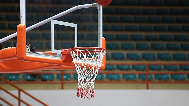篮球进篮，慢动作视频素材