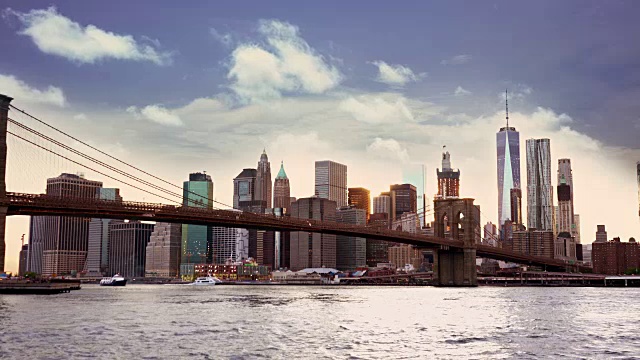 布鲁克林大桥公园的曼哈顿日落视频下载