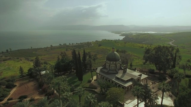 鸟瞰图-以色列加利利海的八福山视频下载