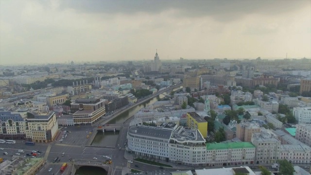莫斯科和河流的鸟瞰图视频素材