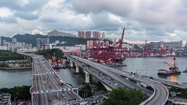 香港中环货柜港视频素材
