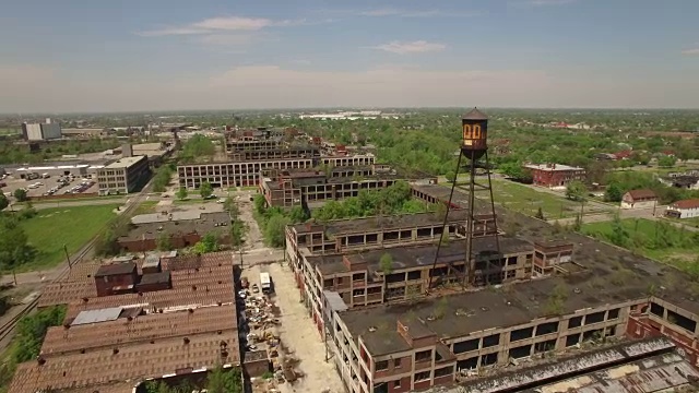 废弃的帕卡德工厂底特律架空视频下载