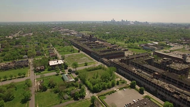 废弃的帕卡德工厂底特律架空视频素材