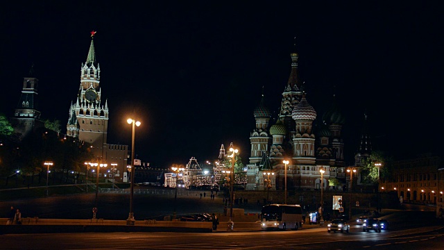 圣巴西尔大教堂和莫斯科克里姆林宫。视频素材
