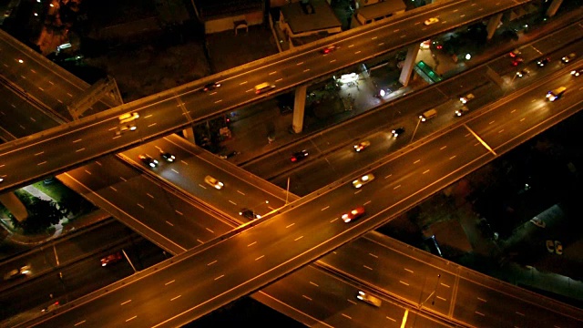 交通工业概念，大型高速公路夜景镜头视频下载