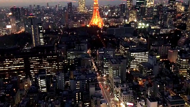带有城市天际线的东京塔视频素材