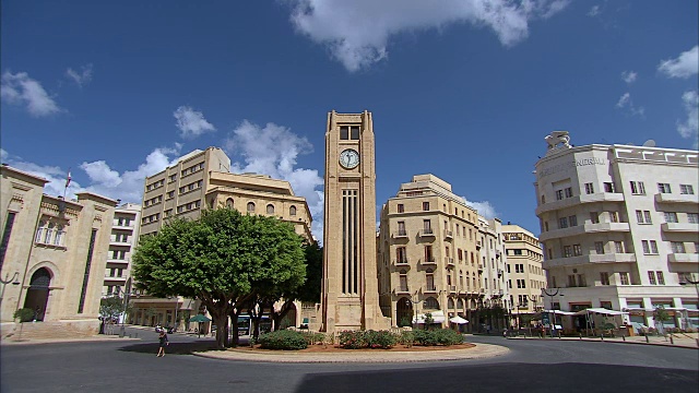 黎巴嫩贝鲁特星光广场Najmah广场上的LA WS Hamidiya钟楼视频下载