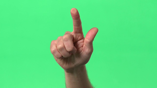 绿色屏幕-人互动食指-轻敲玻璃视频素材
