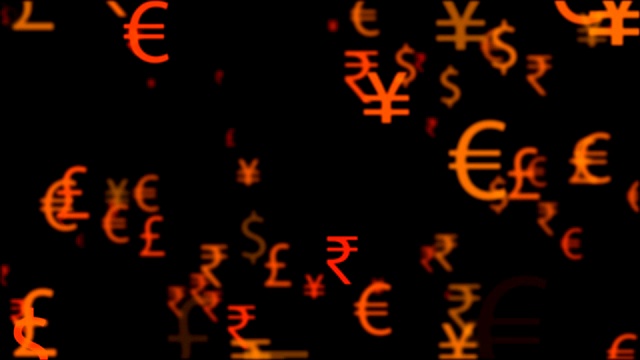 4K货币名称和符号无缝循环移动视频素材